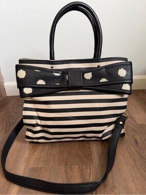 Betsey Johnson Bow Front Striped Bag